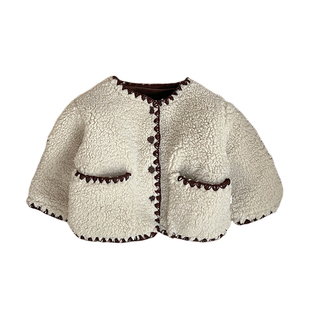 女童冬款韩版羊羔毛加绒外套女宝宝洋气加厚保暖棉服婴儿可爱棉衣