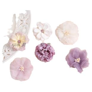 仿真绢花材料包 假花学士帽装饰小花diy手工头饰簪花配件婚庆花艺