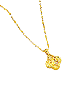 奢华镶钻福字镭射花边四叶草坠子女越南沙金吊坠潮流久不掉色饰品