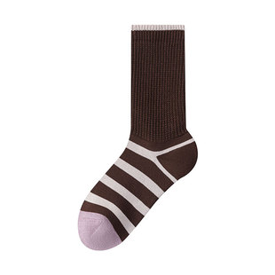 保暖毛圈袜秋冬季条纹女士加厚棉袜中高筒袜吸汗防臭抗菌长款女袜