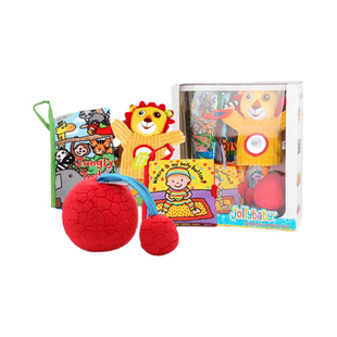 jollybaby动物尾巴布书新生儿礼盒套装婴幼儿早教撕不烂益智玩具