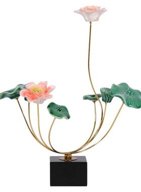 新中式轻奢荷花暖房饰品摆件