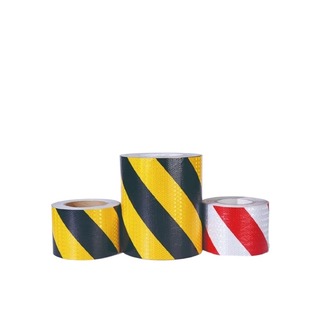 黑黄斜纹车库地贴红白反光贴条道路交通安全夜间防撞警示标识贴纸