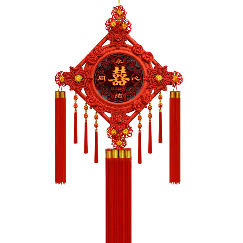 高档喜字客厅大号桃木新房中国结