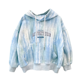 2026年春秋新款童装儿童帽衫上衣男童个性扎染连帽卫衣中大童外套