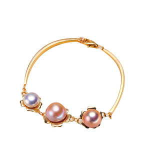 DIY珍珠手链配件 S925纯银饰品手镯空托 k金工艺女 配9-12mm圆珠