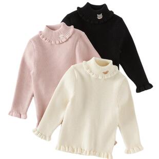 戴维贝拉儿童毛衣2026女童德绒打底衫中大童冬装新款高领套头衫