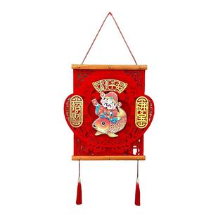 2026新款电动点头加转钱挂画财神爷挂件客厅春节装饰品充电发光版