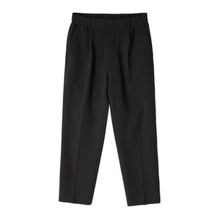 春秋垂感西装裤男直筒宽松休闲裤高级感小西裤坠感长裤潮ins黑色