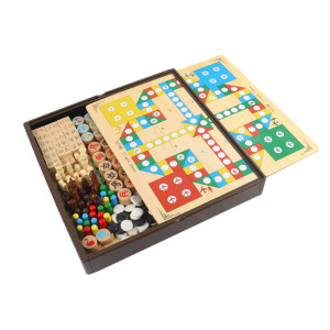 儿童益智多功能合一飞行棋五子棋象棋跳棋桌面游戏棋学生木制玩具