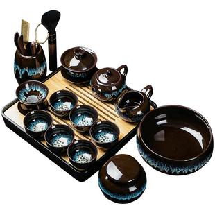 懒人功夫茶具套装家用轻奢自动茶壶建盏茶杯石磨泡茶神器2025新款