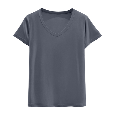 莫代尔v领短袖t恤女夏季薄款修身鸡心领体恤半袖冰丝上衣2025新款