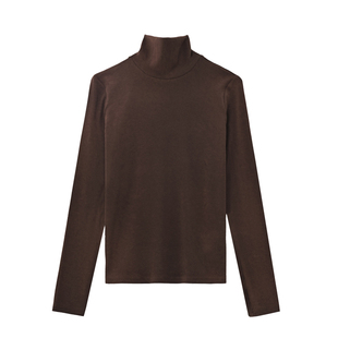 seawhen海维恩 新款气质纯色通勤慕斯绒磨毛加厚高领打底衫女3782