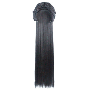 汉服一体式发箍头套汉服假发长直发懒人古风古装造型半发套