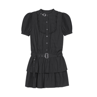 SagiDolls少女斗志不挑身材!甜酷暗黑竖条纹衬衣连衣裙宽松显瘦夏