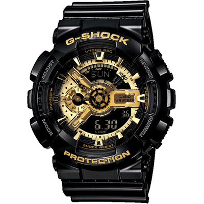 卡西欧手表男运动款黑金ga-110gb