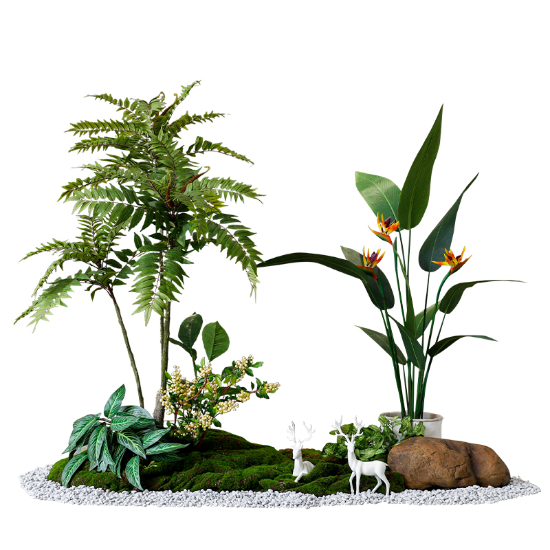 晶华仿真绿植造景大型植物室内仿真树假绿植景观商业美陈套装