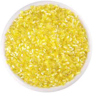 配件手工五彩玻璃散珠刺绣亮黄七彩管珠十字绣珠黄色珠子珠绣字用