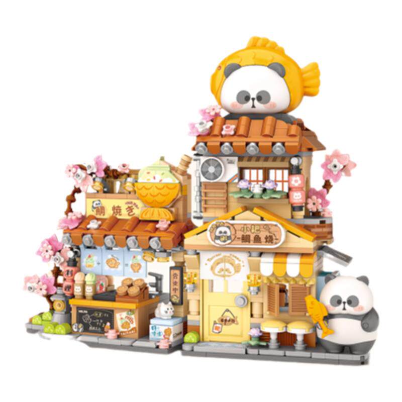 LOZ椰壳联名熊猫系列街景积木