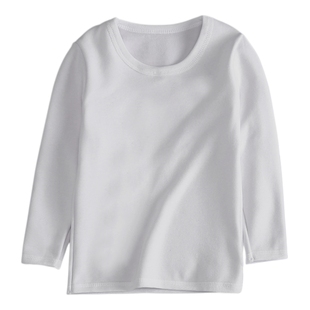 加绒儿童白色打底衫纯棉长袖圆领t恤男 女童半高领加厚保暖衣上衣