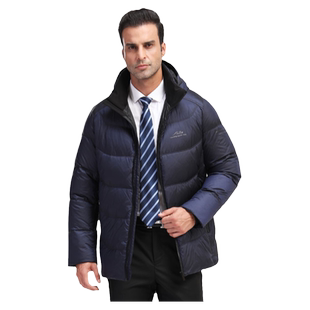 寒布仕男士鹅绒羽绒服中老年大码秋冬保暖爸爸装羽绒厚外套20881