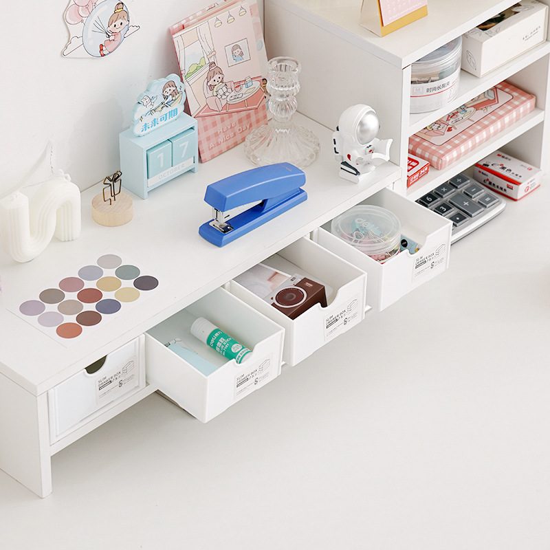 新品 桌面收纳架抽屉式小盒宿舍ins学生书桌整理置物架电脑增高架