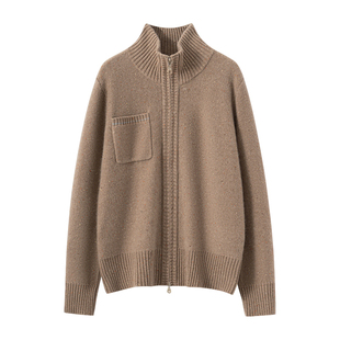 极简风元宝针山羊绒开衫女双拉链针织毛衣外套百搭保暖气质毛衣