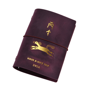 秋刀鱼迷你M5新年限定活页本 复古手帐牛皮本烫金送礼定制礼盒装