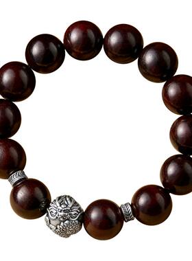 古木级小叶紫檀手串银貔貅手链