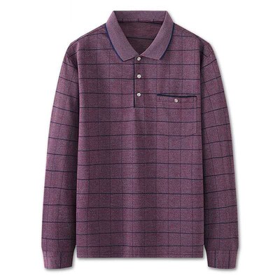 中年爸爸长袖恤衫翻领宽松大码