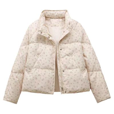 白鸭绒羽绒服女小碎花休闲百搭潮