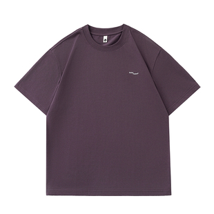 SLASH 轻熟风简约字母印花T恤男夏季透气深紫休闲基础款短袖上衣