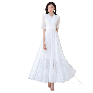 沙滩裙2026年春夏大摆白色连衣裙收腰显瘦旅游度假长裙雪纺裙