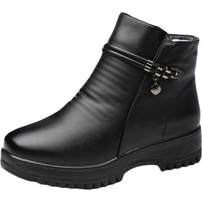 冬季加绒雪地靴平底防滑妈妈鞋