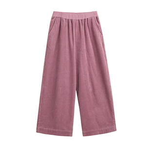 红禾/十木米原创春秋冬全棉加厚灯芯绒百搭九分阔腿直筒裤