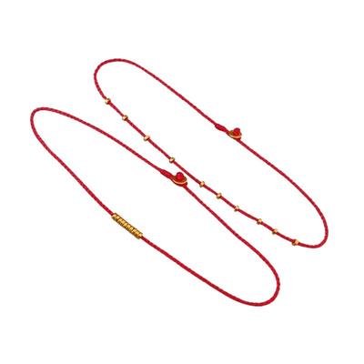 足金小隔片转运珠手工编织红绳