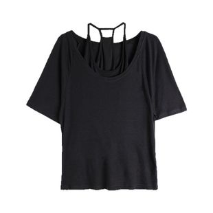 叠穿上衣两件套女夏薄款休闲慵懒松弛感韩系时尚吊带背心+短袖t恤