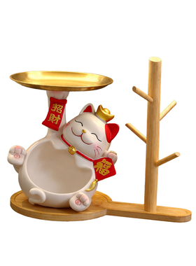 玄关收纳置物架创意招财猫摆件