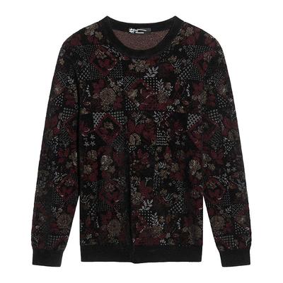 ANDREW MACKENZIE男士 秋冬款休闲舒适圆领提花长袖T恤上衣