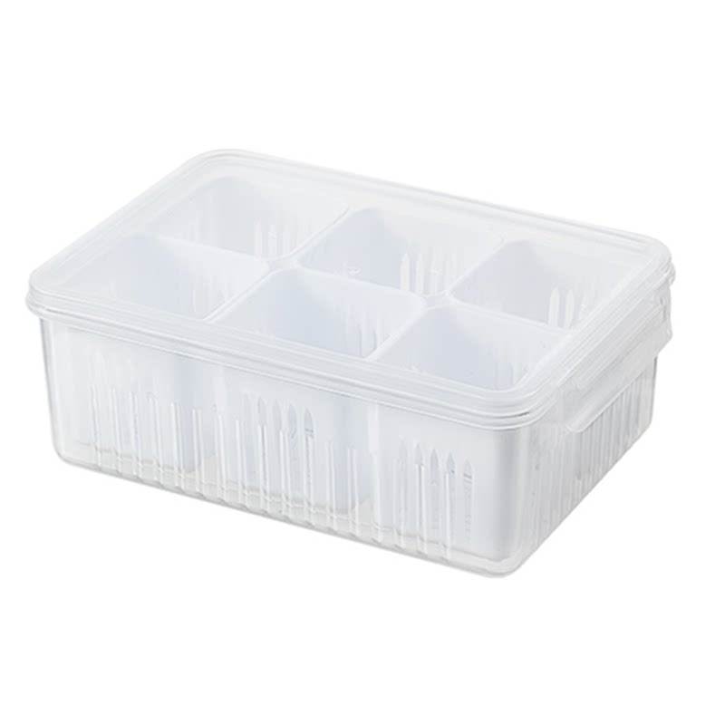 厨房姜蒜葱花香料保鲜盒分隔食品密封保鲜分格塑料沥水冰箱收纳盒
