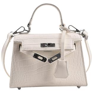 超火手提小包包女百搭2025新款春夏时尚质感斜挎小包鳄鱼纹凯莉包