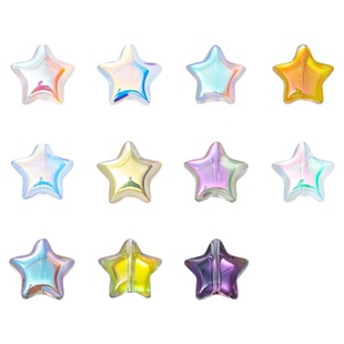 跨境彩色光面五角星珠10mm玻璃散珠电镀中孔手工串珠饰品配件按条