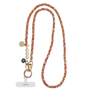 手机挂绳女士斜挎长款小香风金属扭链子独特好看小众精致高级感户外便携旅游行逛街包包链电话套壳肩背带新款