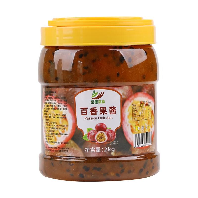 采集茶香百香果酱2kg含水果肉果粒刨冰沙冰粥原料商用水果茶专用
