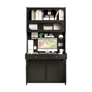 【新品】洞洞板实木书桌书架一体桌子收纳置物架储物柜卧室电脑桌