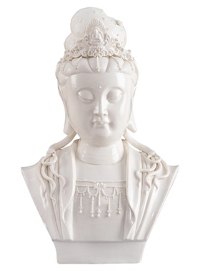 德化陶瓷观音菩萨摆件观音头佛首工艺品保平安观世音供奉装饰摆件