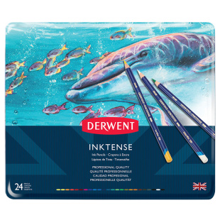 英国【DERWENT得韵旗舰店】Inktense水墨彩铅水溶彩色铅笔秘密花园涂填色笔12/24/36/72色铁盒装48/72木盒装