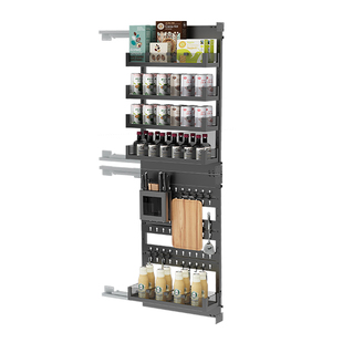 厨房零食柜拉篮高柜侧拉篮洞洞板冰箱旁夹缝收纳置物架极窄缝拉篮