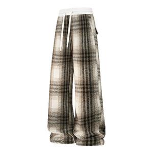 北极绒毛呢格子休闲裤男