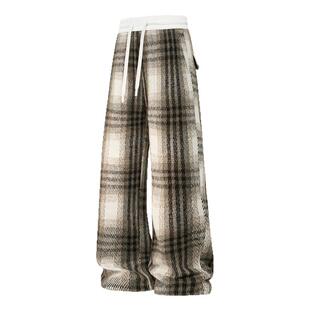 it :5cm/FIVECM北极绒毛呢格子休闲裤子男2025秋冬季加绒棉裤卫裤